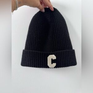 Celine Black beanie with C Patch